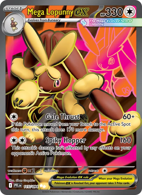 Kartu Mega Lopunny ex dari Phantasmal Flames, nomor 115/94