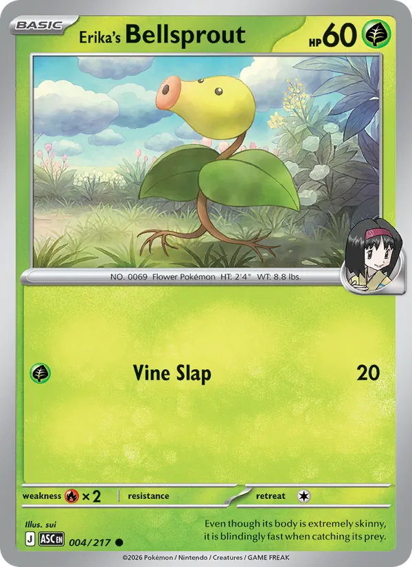 Kartu Erika's Bellsprout dari Ascended Heroes, nomor 004/217