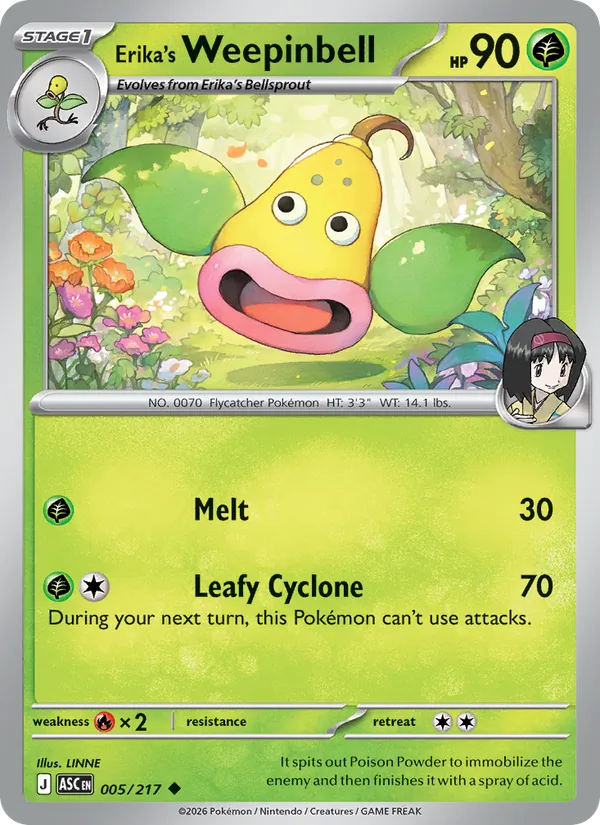 Kaart Erika's Weepinbell uit Ascended Heroes, nummer 005/217