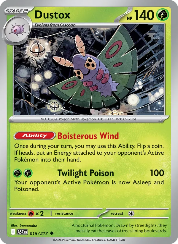 Dustox card from Ascended Heroes, number 015/217
