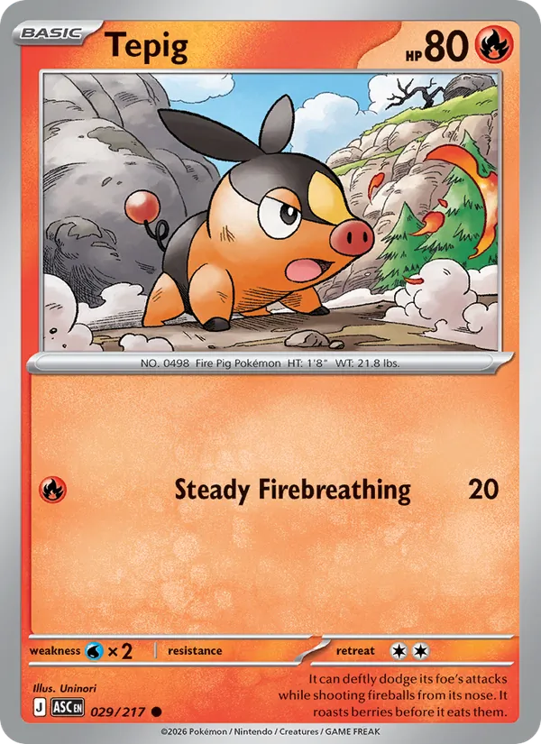 Kartu Tepig dari Ascended Heroes, nomor 029/217