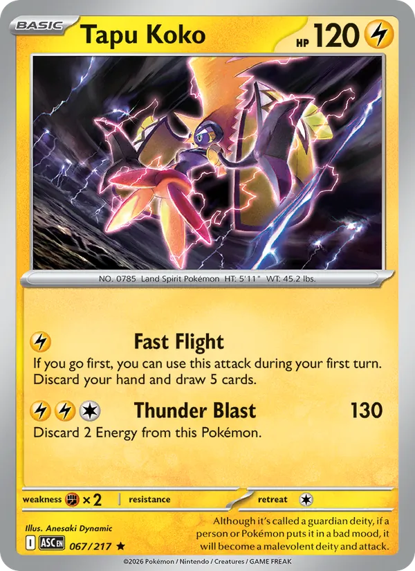 Kartu Tapu Koko dari Ascended Heroes, nomor 067/217