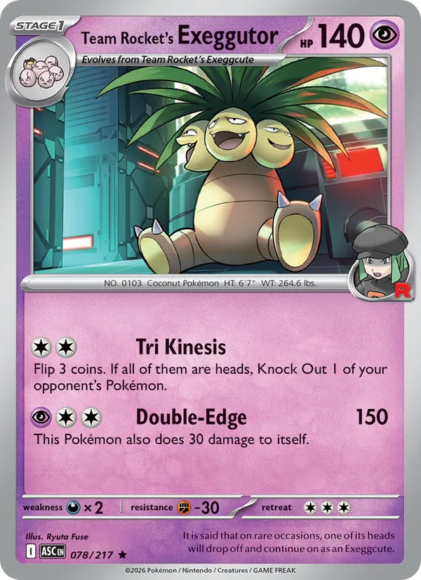 Kaart Team Rocket's Exeggutor uit Ascended Heroes, nummer 078/217