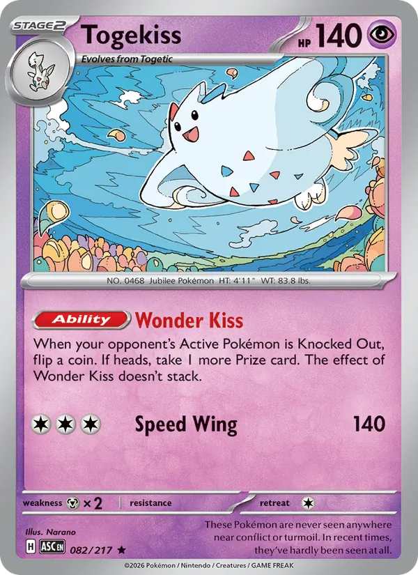 Kaart Togekiss uit Ascended Heroes, nummer 082/217