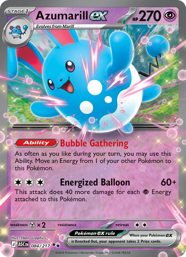 Kaart Azumarill ex uit Ascended Heroes, nummer 084/217