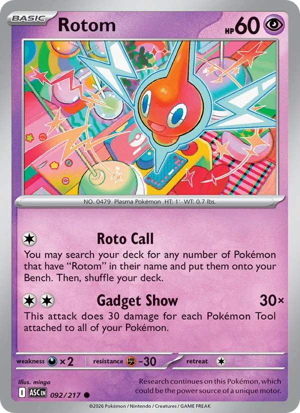 Kaart Rotom uit Ascended Heroes, nummer 092/217