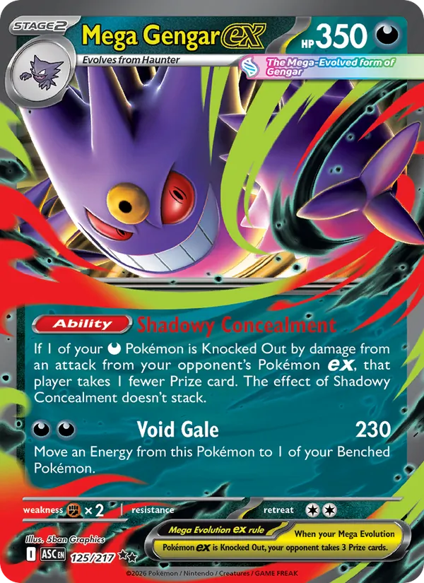 Kartu Mega Gengar ex dari Ascended Heroes, nomor 125/217