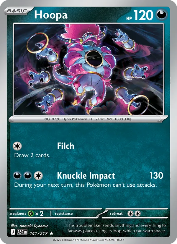 Kartu Hoopa dari Ascended Heroes, nomor 141/217