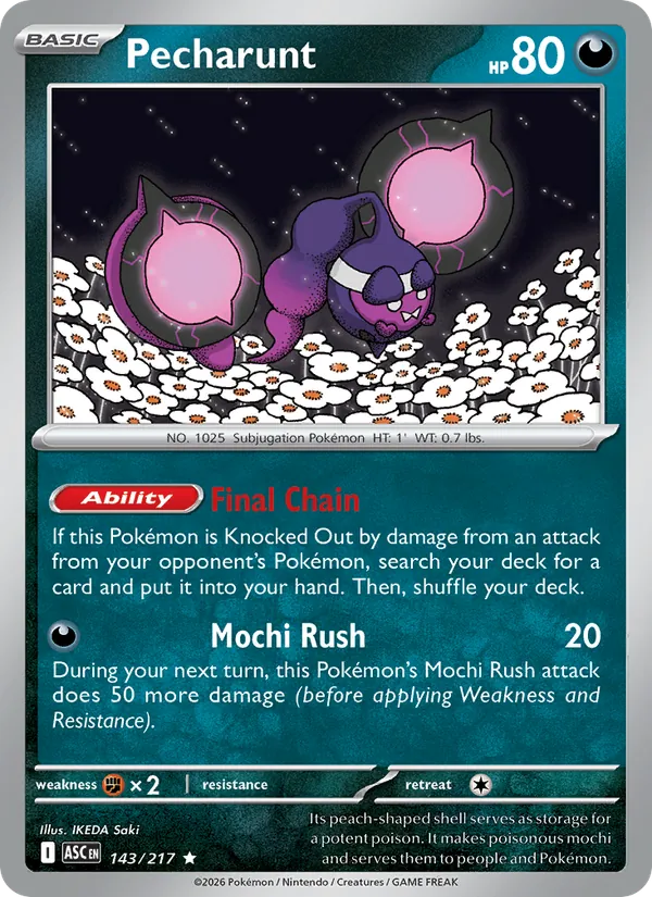 Kartu Pecharunt dari Ascended Heroes, nomor 143/217