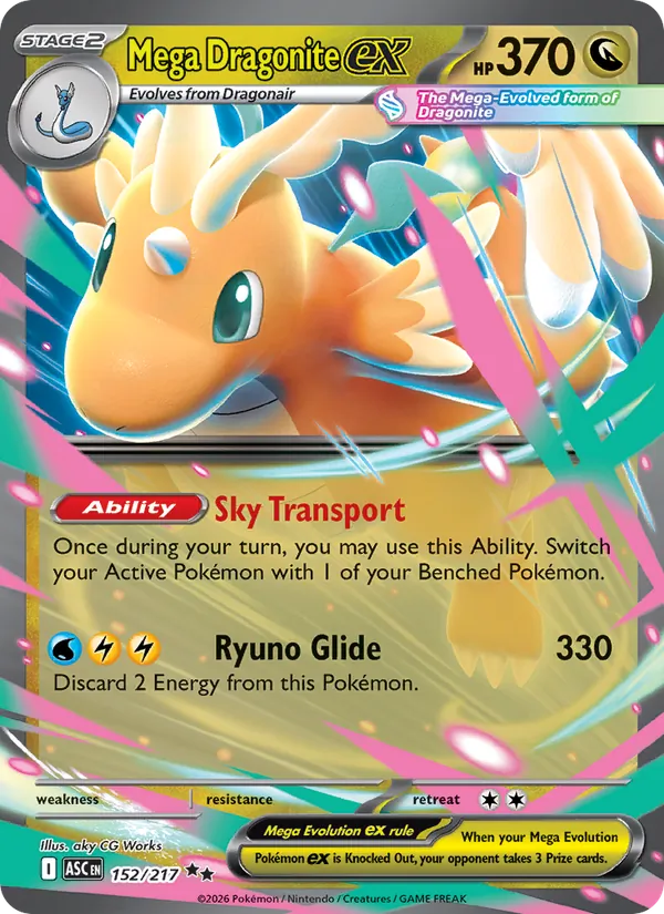 Kaart Mega Dragonite ex uit Ascended Heroes, nummer 152/217