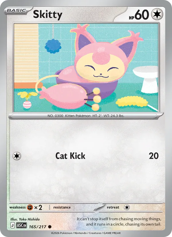 Kartu Skitty dari Ascended Heroes, nomor 165/217