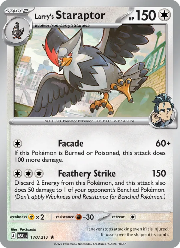 Kartu Larry's Staraptor dari Ascended Heroes, nomor 170/217