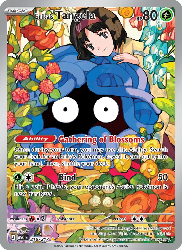 Erika's Tangela card from Ascended Heroes, number 218/217