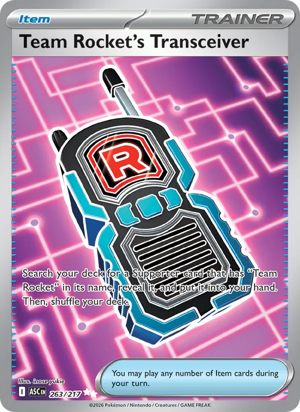Kaart Team Rocket's Transceiver uit Ascended Heroes, nummer 263/217