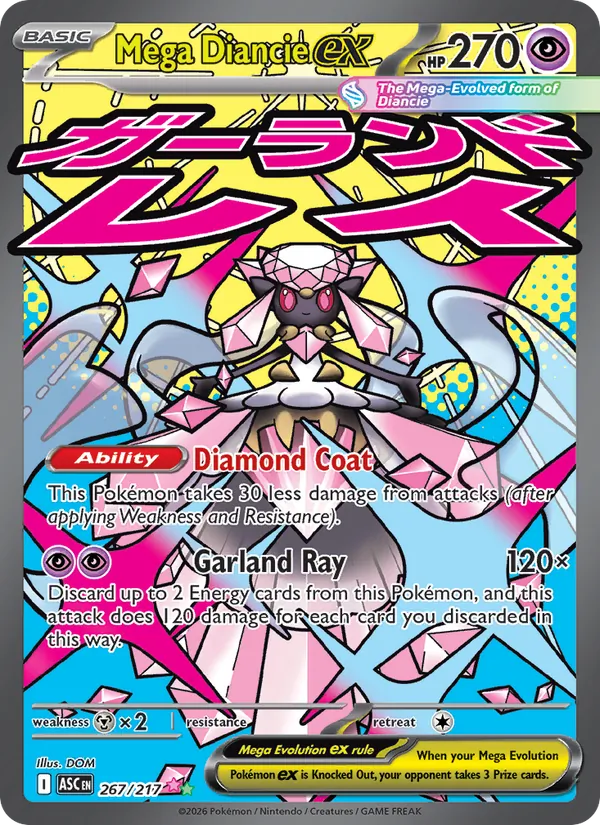 Kartu Mega Diancie ex dari Ascended Heroes, nomor 267/217