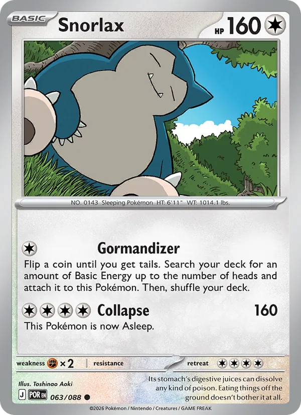 Kaart Snorlax uit Perfect Order, nummer 063/88