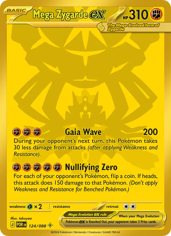 Mega Zygarde ex card from Perfect Order, number 124/88