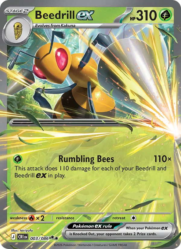 Beedrill ex card from Chaos Rising, number 003/86