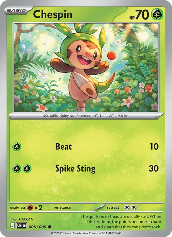 Chespin card from Chaos Rising, number 005/86