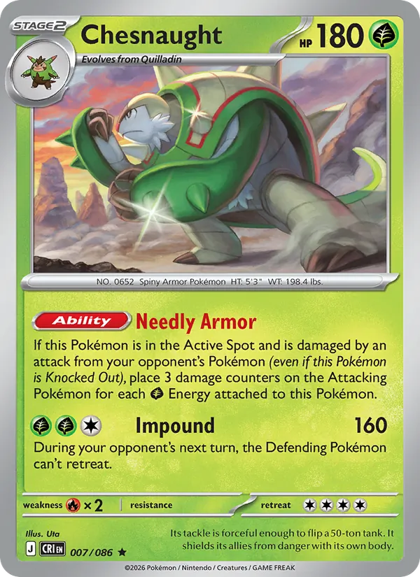 Chesnaught card from Chaos Rising, number 007/86