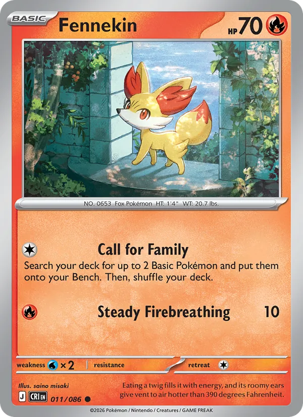Fennekin card from Chaos Rising, number 011/86
