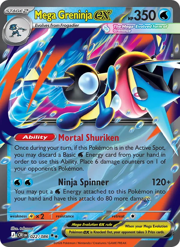 Mega Greninja ex card from Chaos Rising, number 022/86