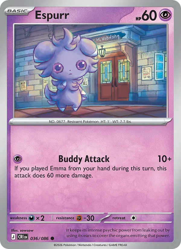Espurr card from Chaos Rising, number 036/86