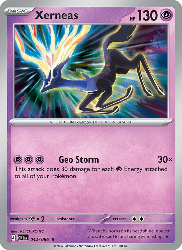 Xerneas card from Chaos Rising, number 042/86