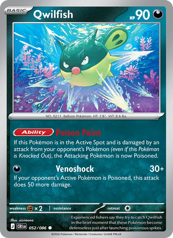Qwilfish card from Chaos Rising, number 052/86