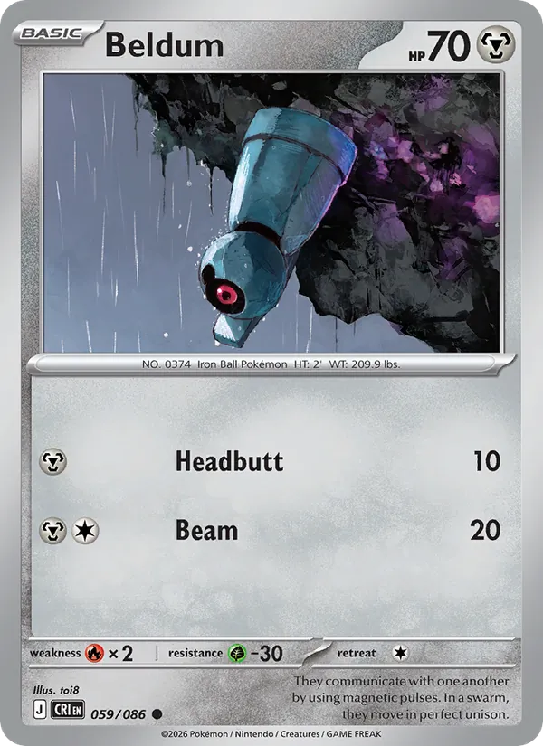 Beldum card from Chaos Rising, number 059/86