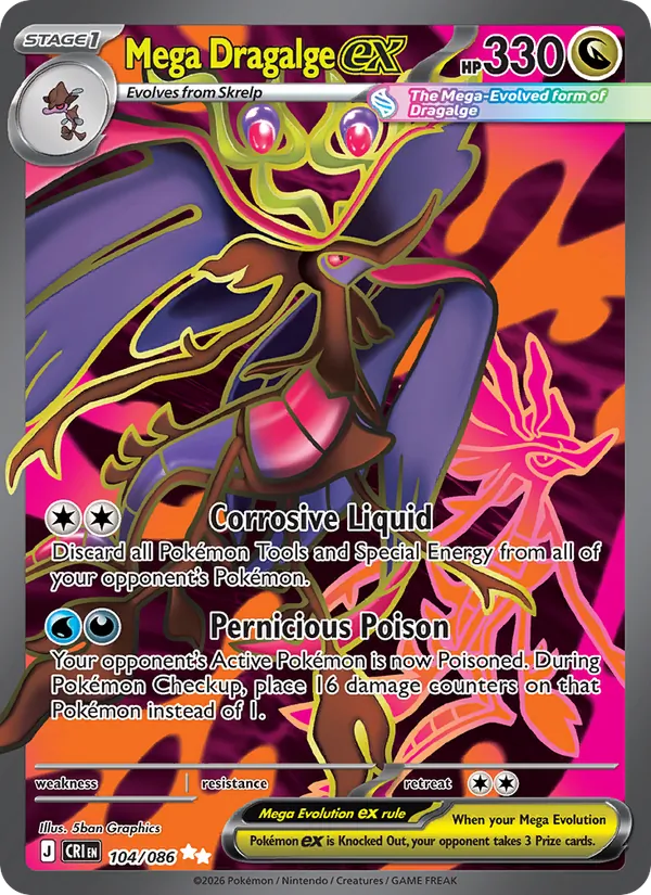 Mega Dragalge ex card from Chaos Rising, number 104/86