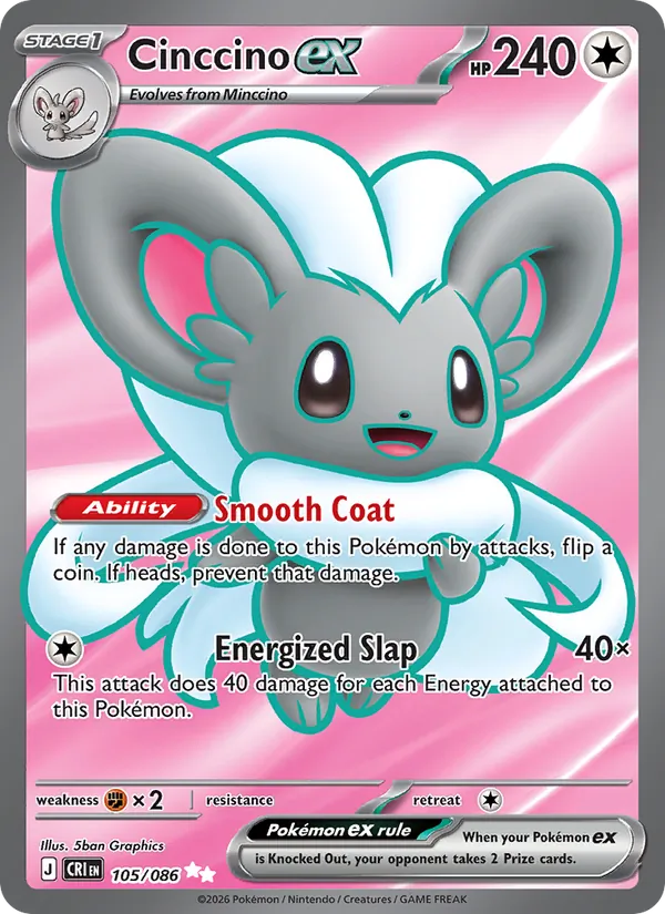 Cinccino ex card from Chaos Rising, number 105/86