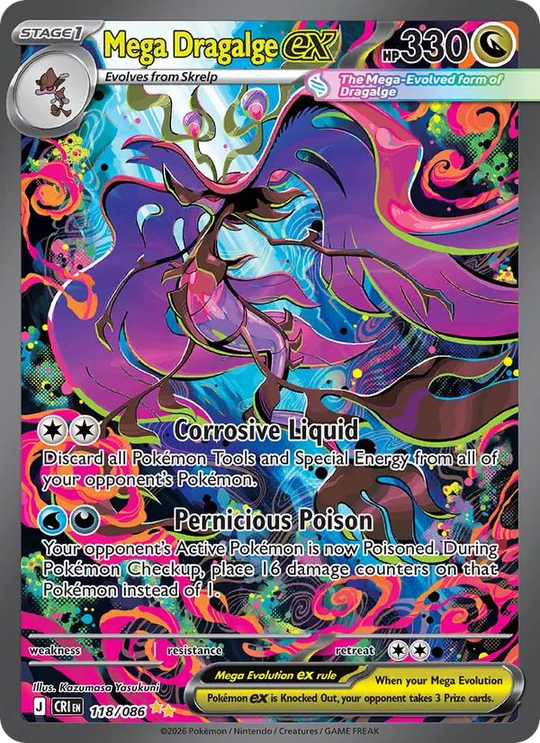 Mega Dragalge ex card from Chaos Rising, number 118/86