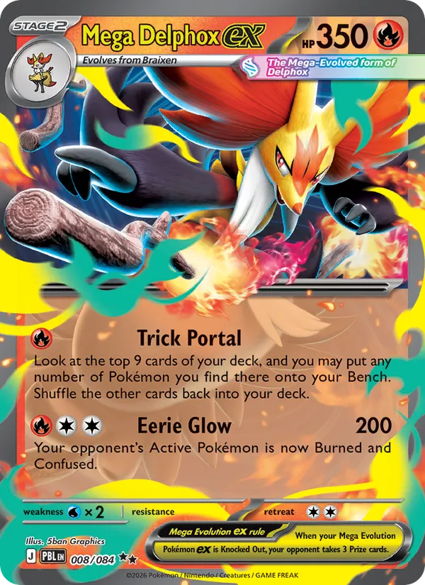Mega Delphox ex card from Pitch Black, number 008/84