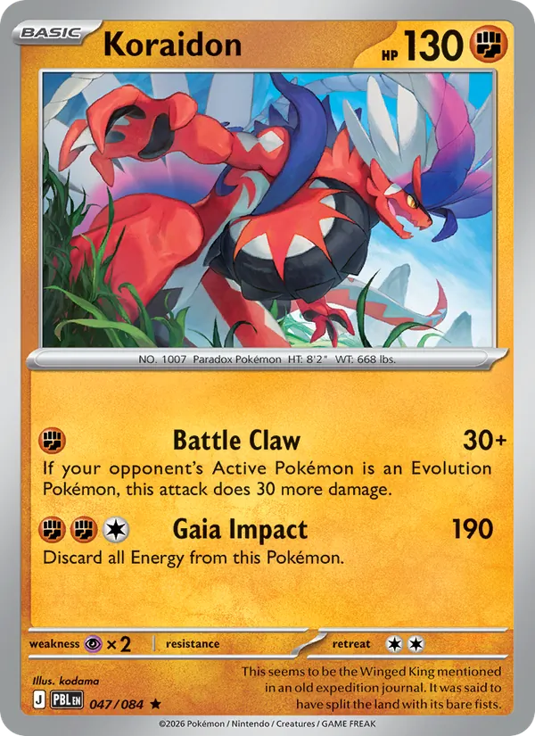 Koraidon card from Pitch Black, number 047/84