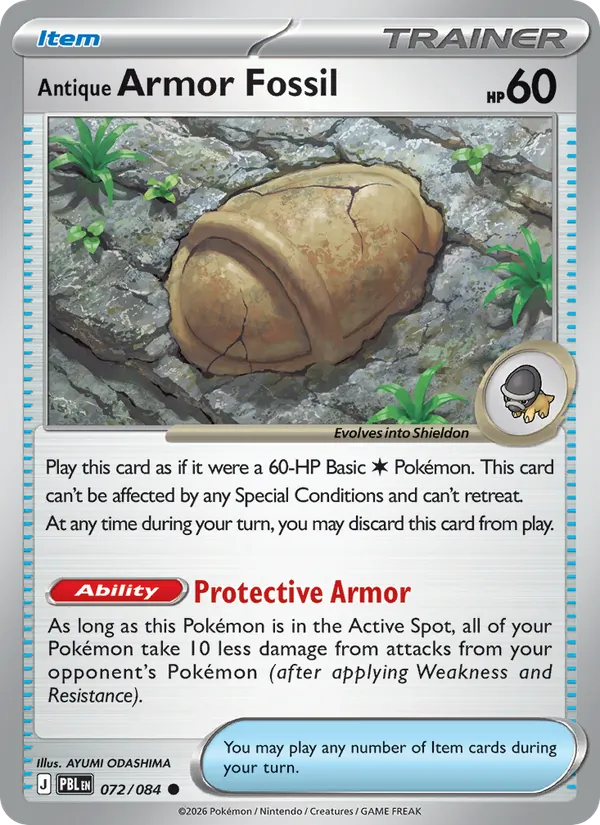 Antique Armor Fossil card from Pitch Black, number 072/84