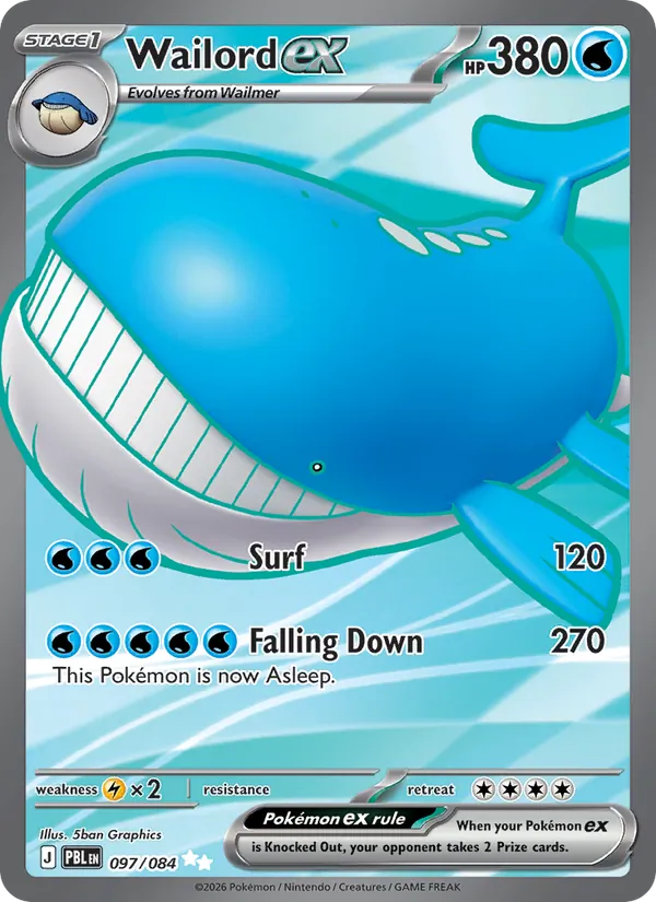 Wailord ex card from Pitch Black, number 097/84