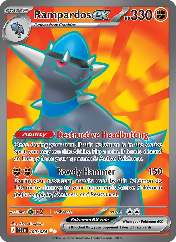 Rampardos ex card from Pitch Black, number 100/84