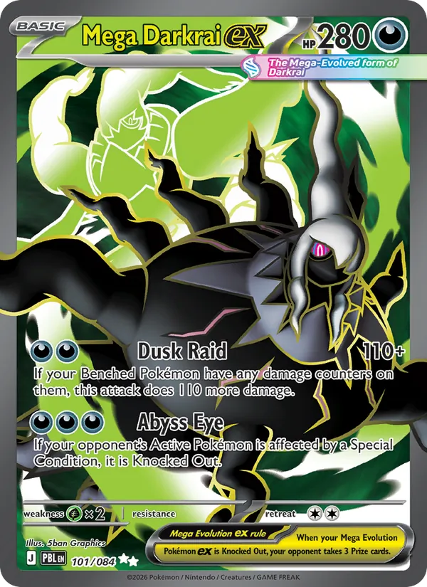 Mega Darkrai ex card from Pitch Black, number 101/84