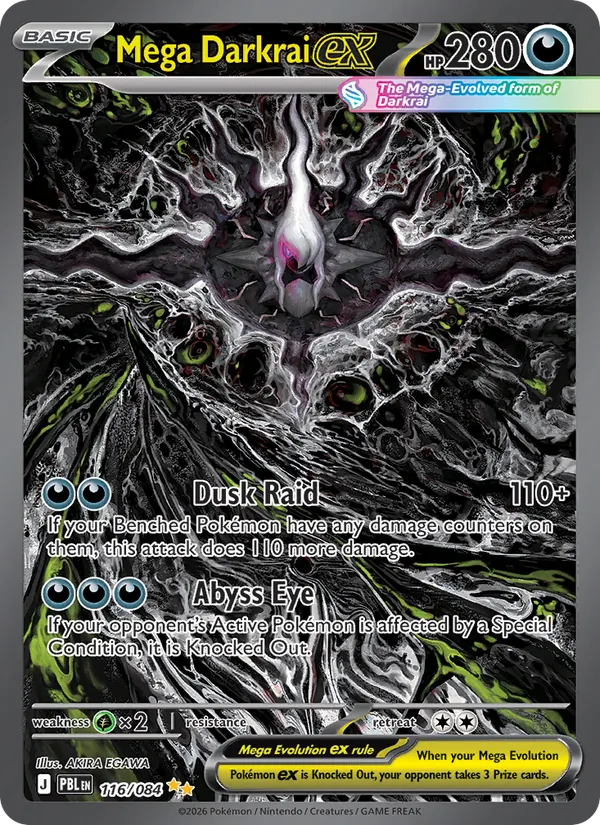 Mega Darkrai ex card from Pitch Black, number 116/84
