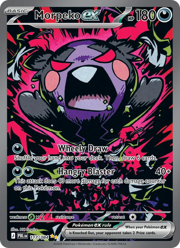 Morpeko ex card from Pitch Black, number 117/84