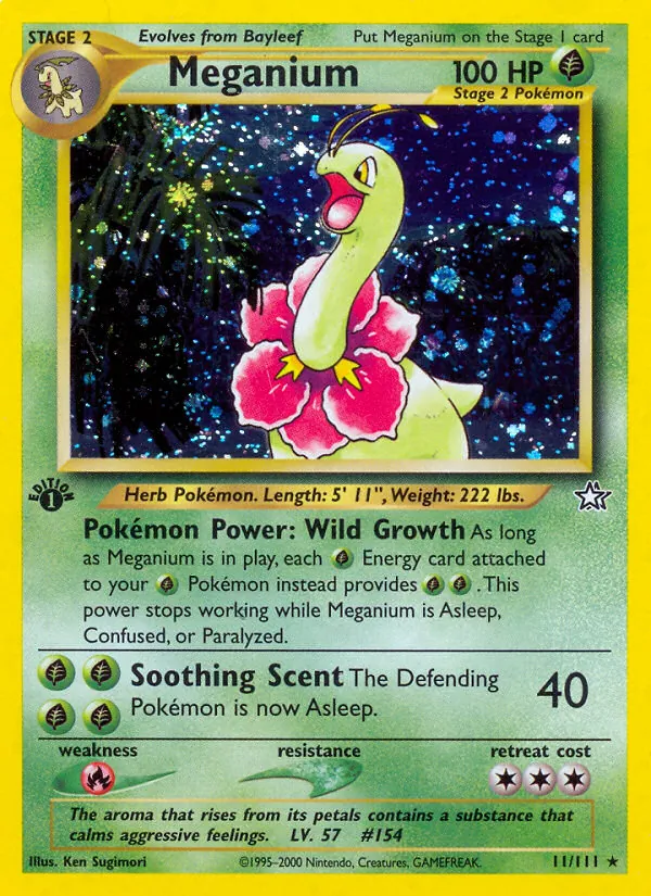 Meganium card from Neo Genesis, number 11/111