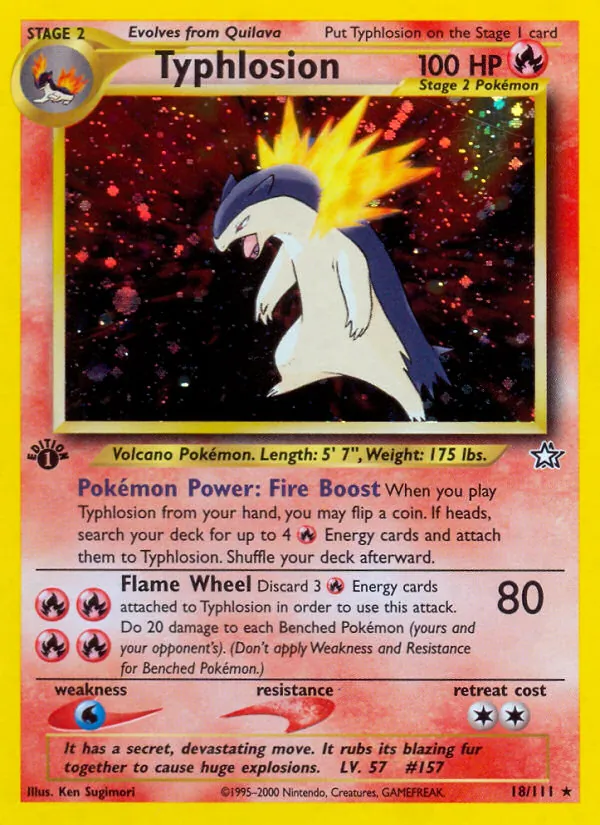 Typhlosion card from Neo Genesis, number 18/111