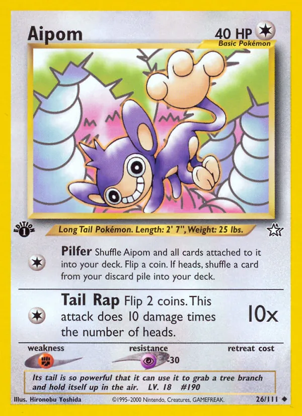Kaart Aipom uit Neo Genesis, nummer 26/111