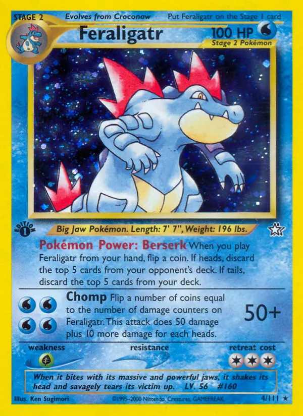 Feraligatr card from Neo Genesis, number 4/111