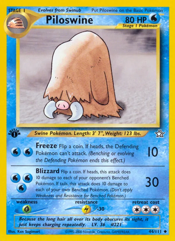 Kartu Piloswine dari Neo Genesis, nomor 44/111