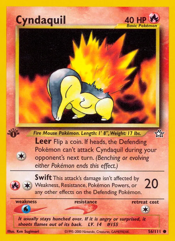 Kaart Cyndaquil uit Neo Genesis, nummer 56/111