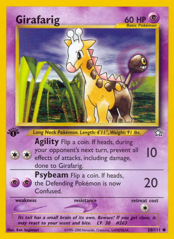 Kartu Girafarig dari Neo Genesis, nomor 58/111