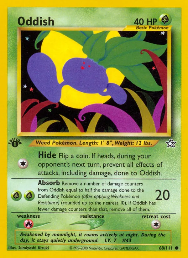 Kartu Oddish dari Neo Genesis, nomor 68/111
