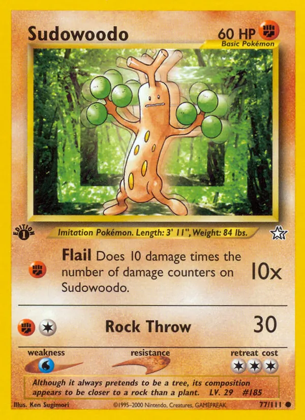 Kaart Sudowoodo uit Neo Genesis, nummer 77/111